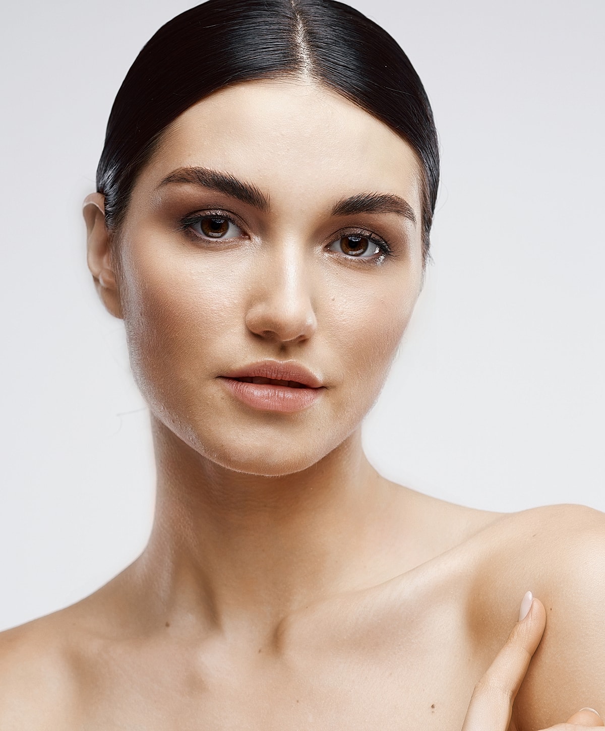 Close-up of a woman with natural makeup.