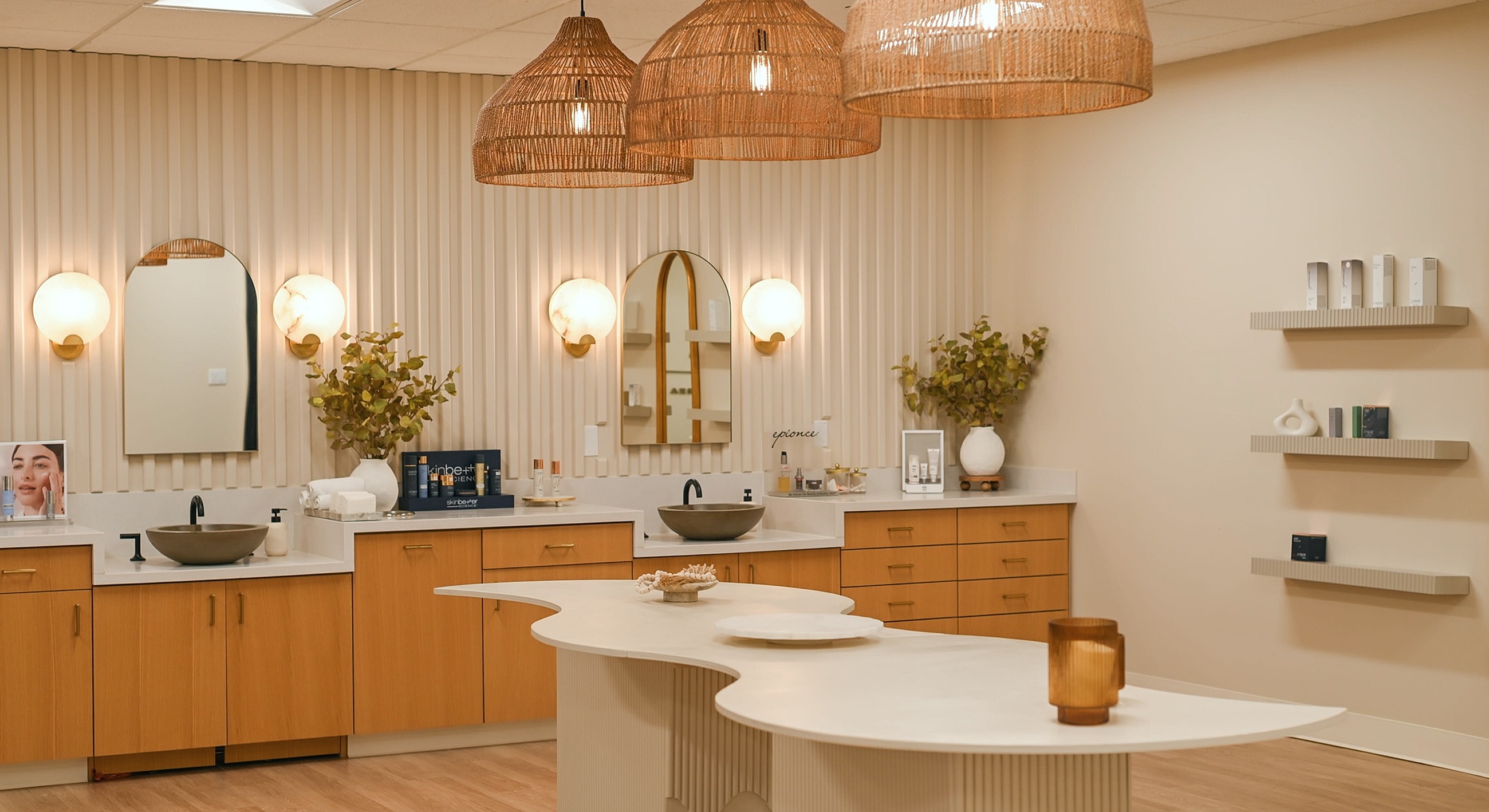 Modern skincare studio with stylish decor.